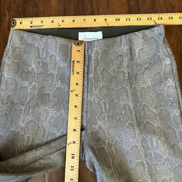 ANTHROPOLOGIE Pants Taupe Snakeskin Animal Pull On Ankle Zip Skinny - Picture 12 of 14